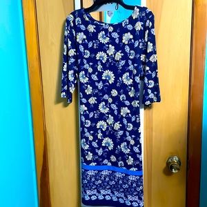 3/4 length sleeve blue floral dress NWT